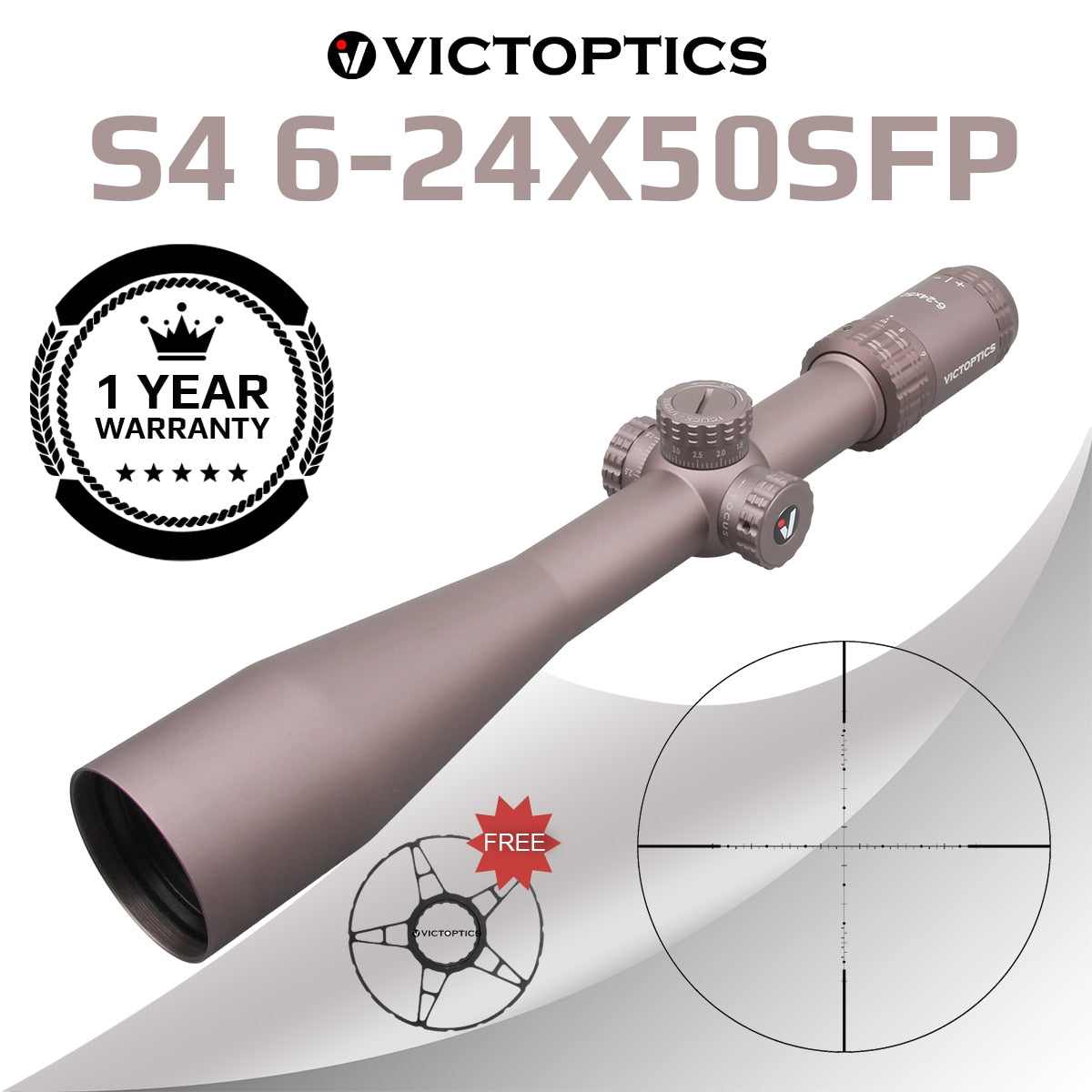 VictOptics S4 6-24x50 SFP Riflescope Coyote FDE